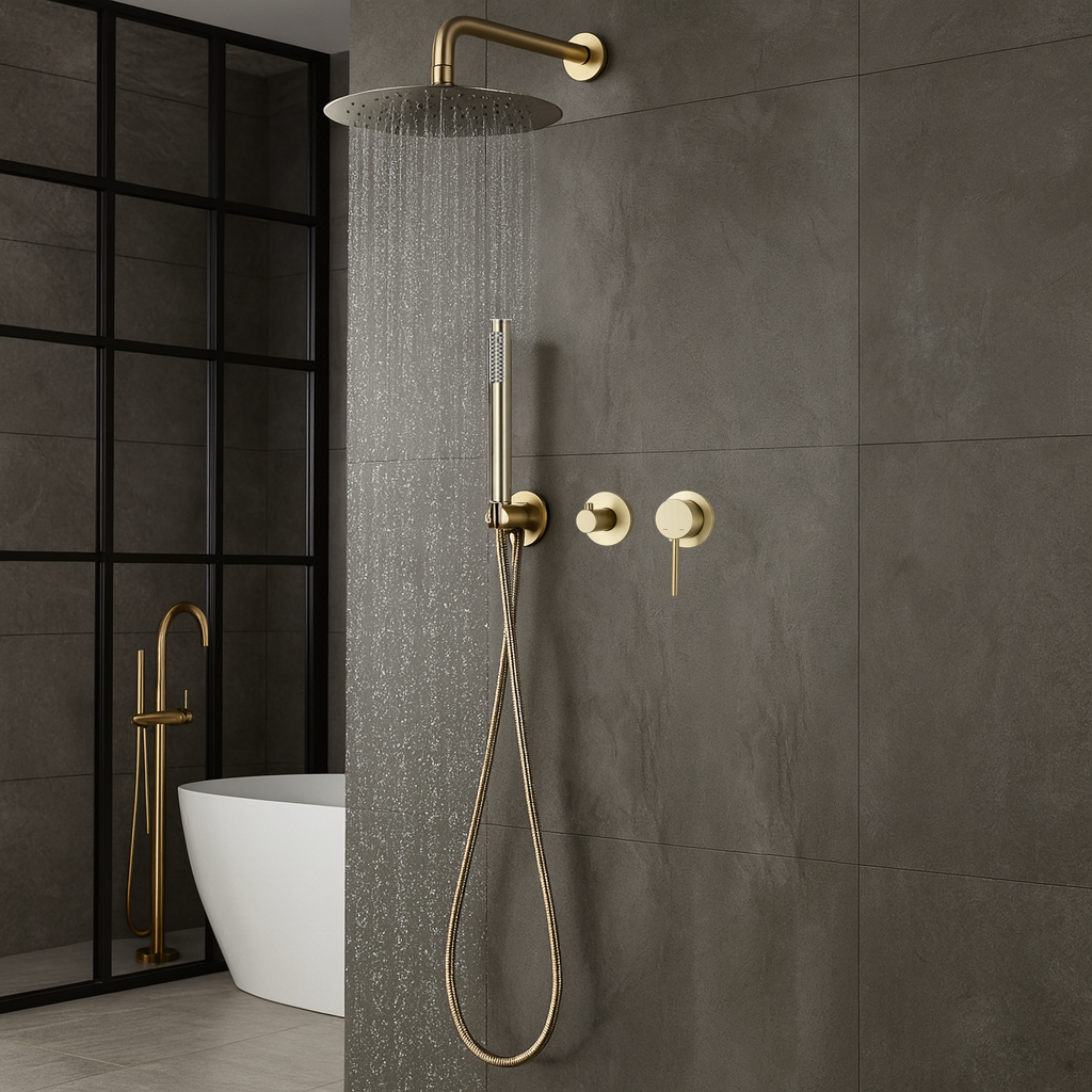 Colonne de Douche Encastrée Fontana – Finition Or Brossé