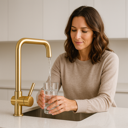 Robinet de cuisine pliable en laiton brossé Olga