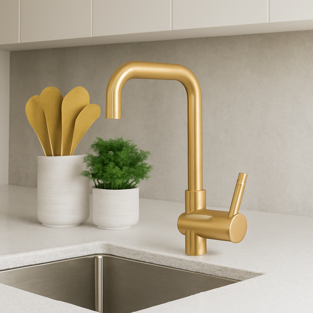 Robinet de cuisine pliable en laiton brossé Olga