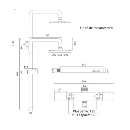 Colonne de douche mitigeur thermostatique Palombaggia