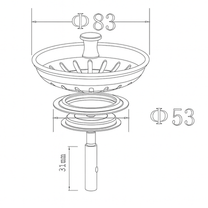 Bonde d’évacuation en laiton doré